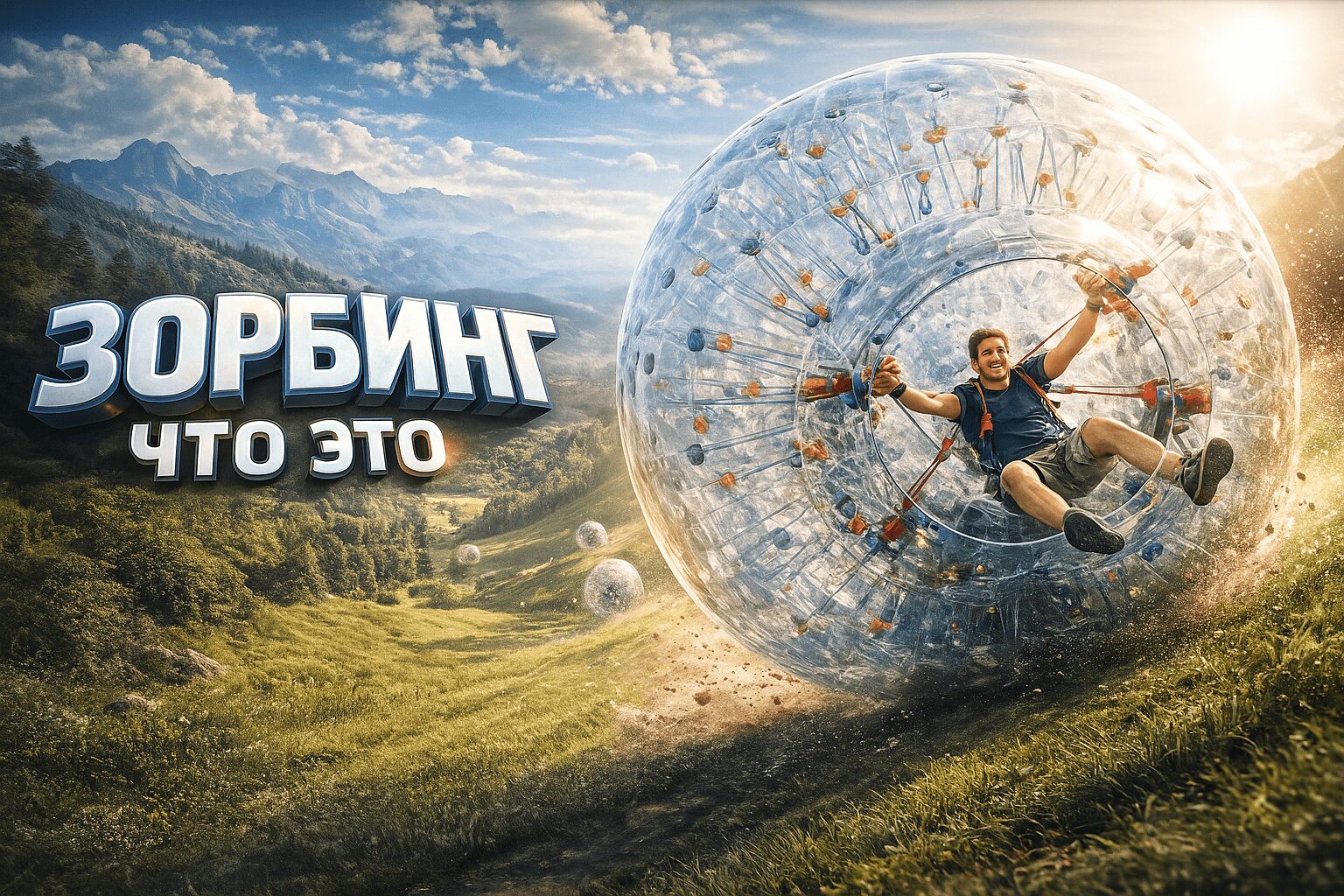 Зорбинг аттракцион в прозрачном шаре