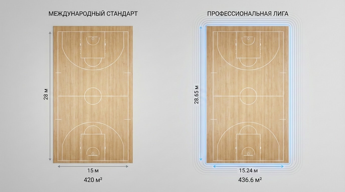 размеры площадки ФИБА и НБА