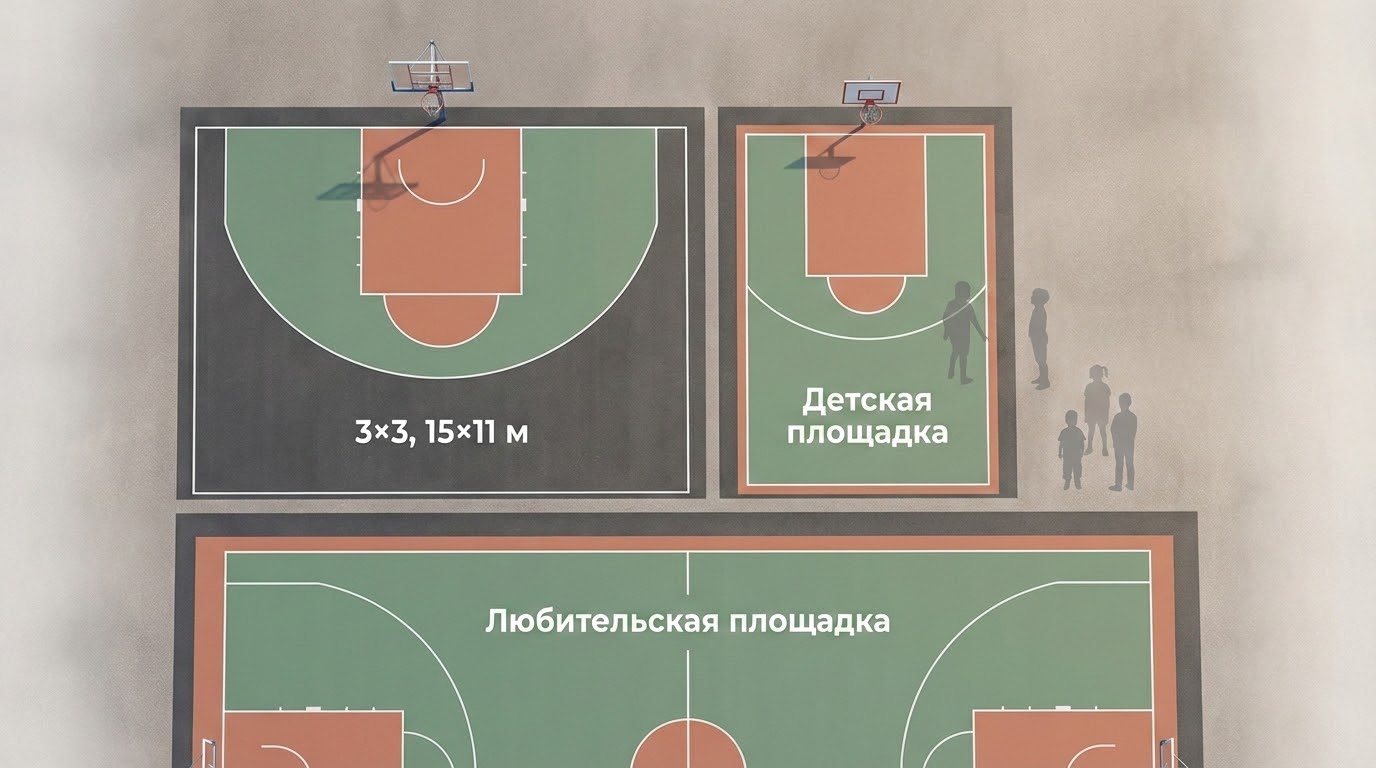 Размеры площадок 3×3, детских и любительских игр