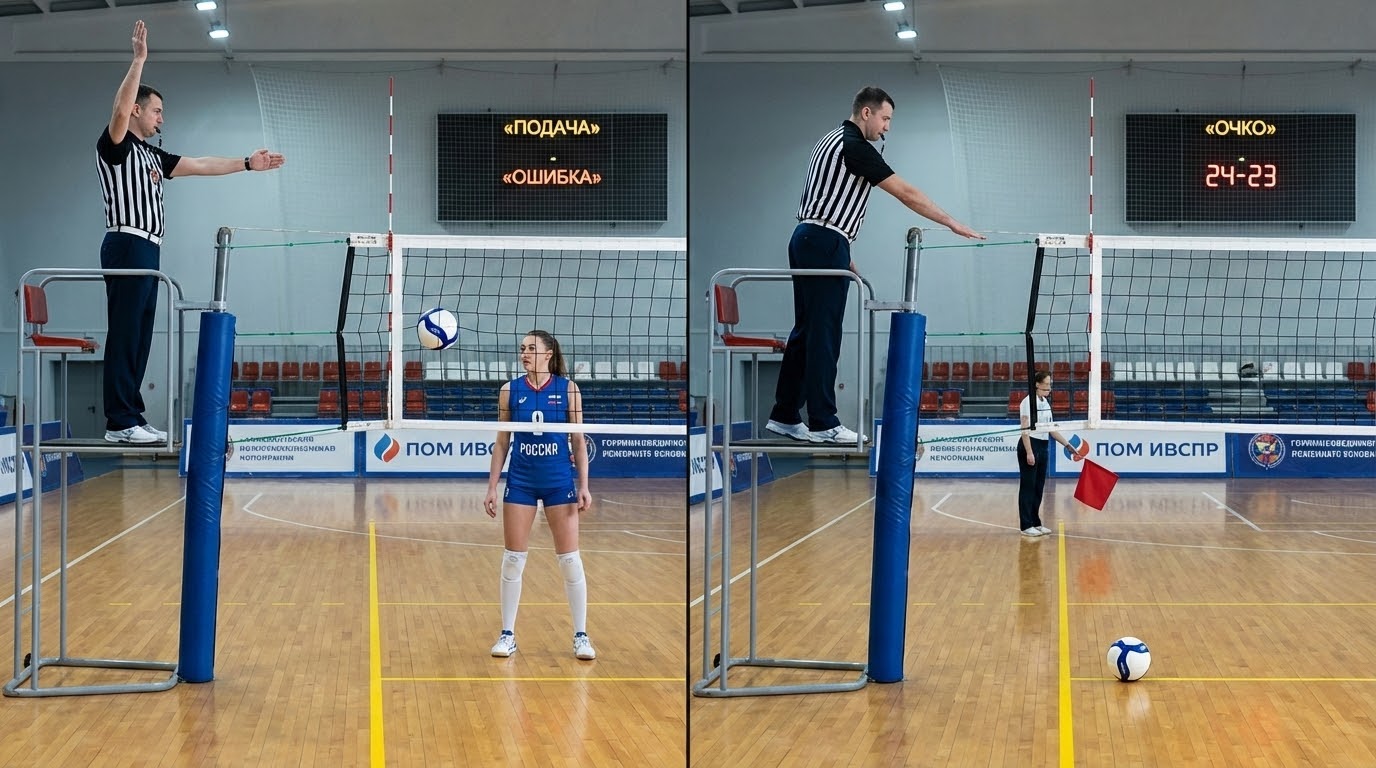 Ошибки при подаче и базовые сигналы по мячу