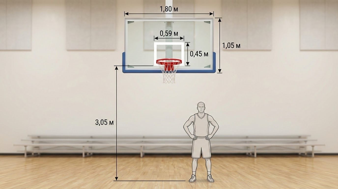 Размеры баскетбольного щита и кольца